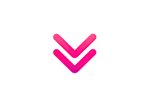 Two overlapping, vibrant, pink downward-pointing arrows on black background - Powered by Adobe