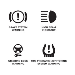 Solid Icons Set for Car System Warnings