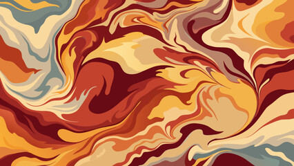Abstract swirling paint texture with warm autumnal colors