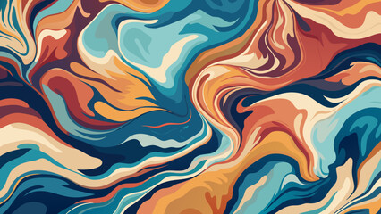 Fototapeta premium Abstract swirling fluid art with warm and cool color palette