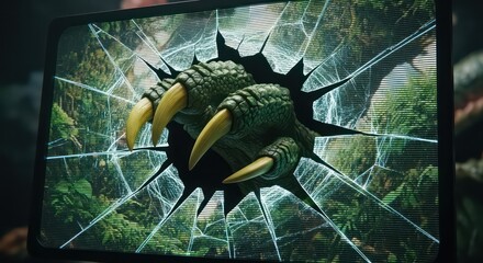 Dragon Claw Piercing Through Shattered Screen