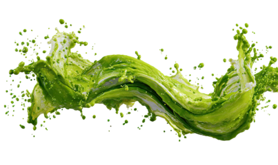 Green juice splash, dynamic and vibrant