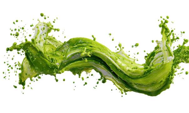 Green juice splash, dynamic and vibrant