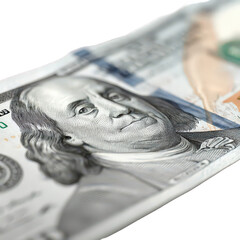 Closeup of a Hundred Dollar Bill with Transparent Background