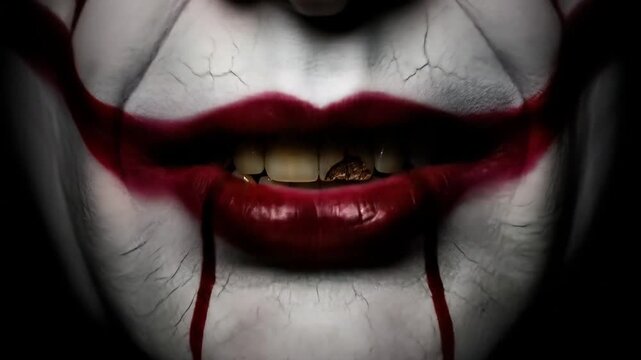 Scary clown smile rotten teeth horror halloween