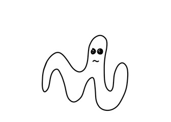 Minimalist ghost line art illustration. Perfect spooky design for Halloween, wall art, stickers, t-shirts, and digital prints. Unique scary yet cute ghost drawing for decorations