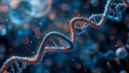 Abstract Molecular Background Featuring DNA Strands, Neural Networks, and Innovative Scientific Technology Design