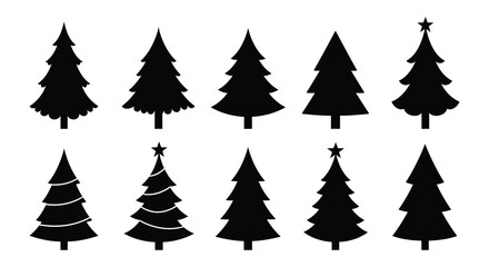a collection of various christmas tree silhouettes arranged neatly