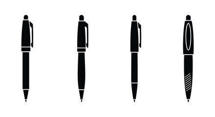 four sleek black pens aligned neatly side by side