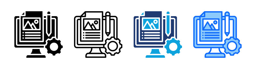 Content Management icon Multi Style Vector Illustration