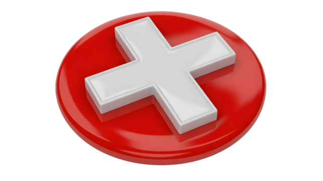 Bold red cross icon symbolizing error, failure, or rejection with clean, modern design