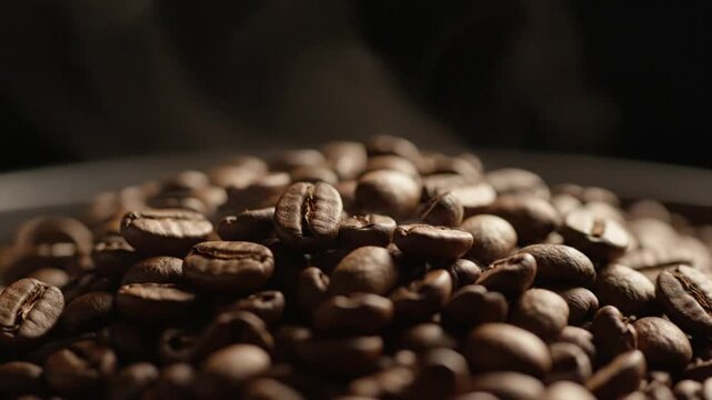 Freshly Roasted Coffee Beans Close Up.