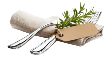 Elegant Place Setting with Silverware and Rosemary