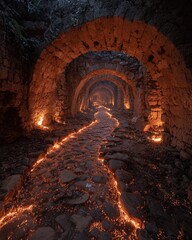 Ancient tunnel, fiery path