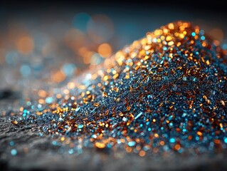 Pile of shimmering, multicolored metal shavings