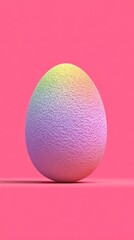 Vibrant rainbow egg on pink backdrop
