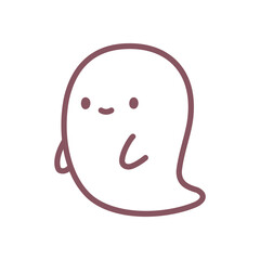 Cute ghost icon. Funny little ghost character isolated on a white background. Doodle illustration isolated on white background. Kawaii sticker. Vector 10 EPS.