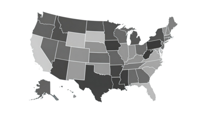 US States Shaded by a Grayscale Value