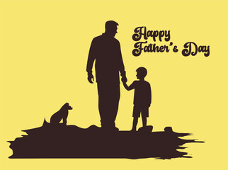 infographic_Happy Father’s Day illustration concept. Silhouette of father and child together, celebrating love, family, and parenthood. Perfect design for greeting cards, posters, banners, and 12