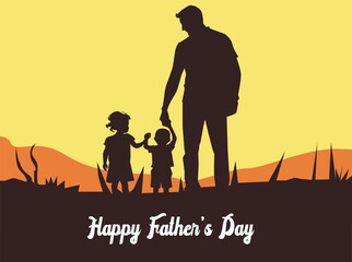 infographic_Happy Father’s Day illustration concept. Silhouette of father and child together, celebrating love, family, and parenthood. Perfect design for greeting cards, posters, banners, and 7