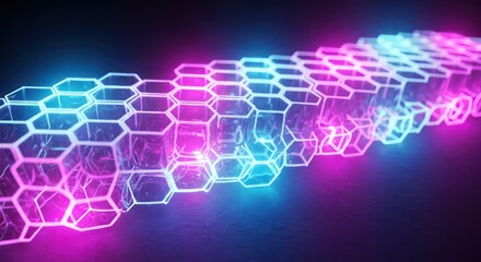 Abstract Neon Hexagon Pattern with Vibrant Colors