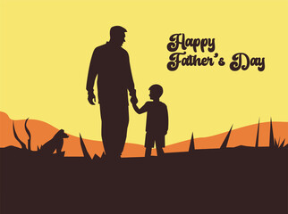 infographic_Happy Father’s Day illustration concept. Silhouette of father and child together, celebrating love, family, and parenthood. Perfect design for greeting cards, posters, banners, and 3