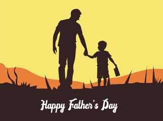 infographic_Happy Father’s Day illustration concept. Silhouette of father and child together, celebrating love, family, and parenthood. Perfect design for greeting cards, posters, banners, and 2