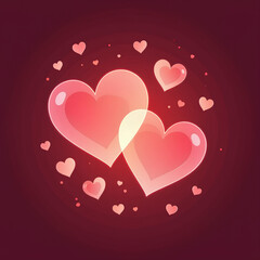 Abstract Glowing Valentine Hearts.