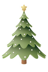 3D decorated Christmas tree isolated