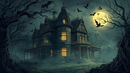 halloween background with haunted house,The Haunting on Hollow Hill

Midnight at the Haunted Manor,,

Echoes from the Abandoned House,