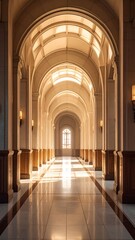 Obraz premium Grand arched hallway bathed in sunlight
