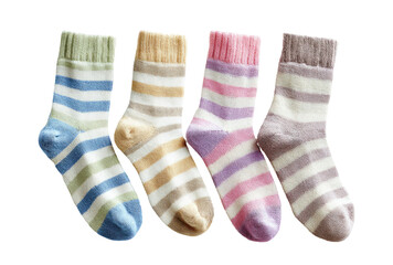 Four pairs of striped socks in pastel colors