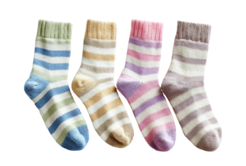 Four pairs of striped socks in pastel colors