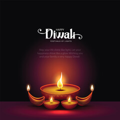 Indian festival of lights Happy Diwali, holiday Background, Diwali celebration greeting card, abstract vector illustration design.