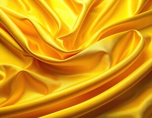 Obraz premium A close-up view of luxurious, vibrant yellow satin fabric, draped in flowing, elegant folds.