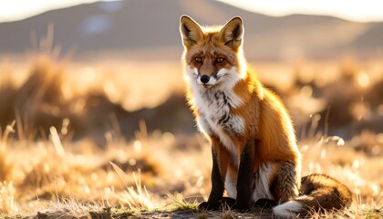 Fototapeta premium Fox in golden meadow