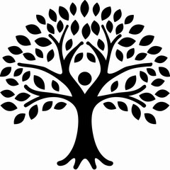 Elegant Tree of Life Silhouette Vector with Wide Branches  Minimal Nature Design
