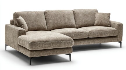 Taupe sectional sofa with dark legs