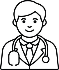 outline icon of doctor with stethoscope symbolizin.