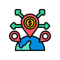 Market Expansion lineal color icon