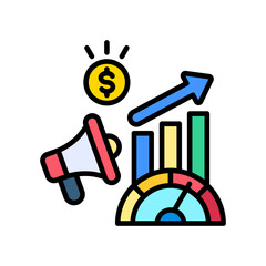 Sales Performance lineal color icon