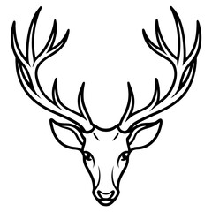 Elk Antlers Silhouette Vector Nature Inspired Line Art Design for Merchandise
