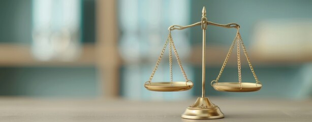 Golden scales of justice on a black background representing balance and fairness