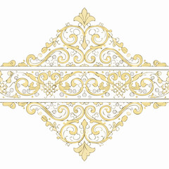 Elegant Minimalist Decorative Border Frame with Intricate Golden Filigree and Subtle Pearl Accents