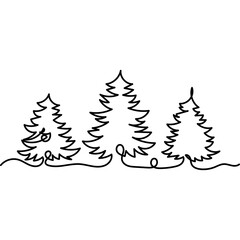 Fototapeta premium Christmas Tree One Line Drawing