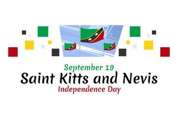 September 19, Independence Day of Saint Kitts and Nevis. vector illustration. Suitable for greeting card, poster and banner.
