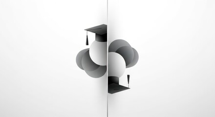 Abstract Graduation Concept: Modern Design with Mortarboards and Spheres