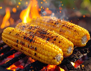 grilled corn on the grill