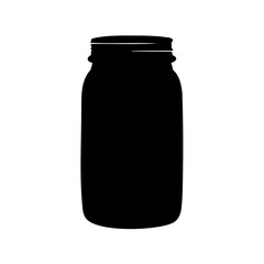 Silhouette of a glass mason jar with a distinct lid and threads