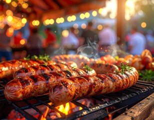 Street Food Festival with Grilled Sausages